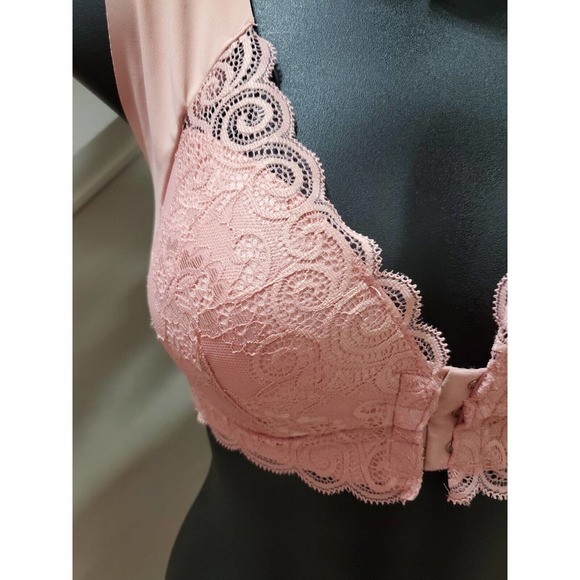 SHEIN Pink Cotton Comfortable Front Lace Shaping Seamless Bra Size Large (34C) - Picture 4 of 9